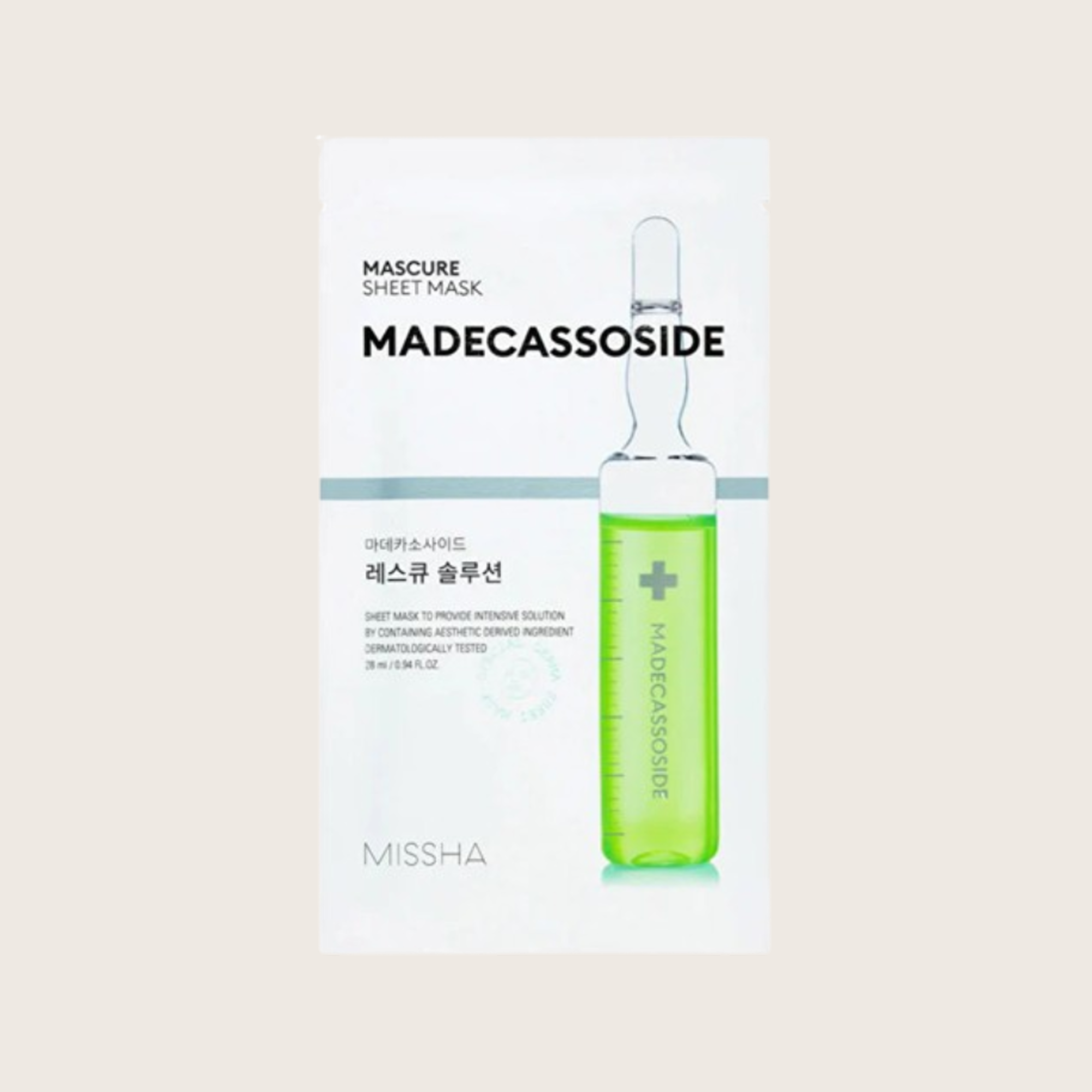 Missha Mascure Madecassoside Sheet Mask 28ml – korėjietiška lakštinė kaukė su centella asiatica | Hada
