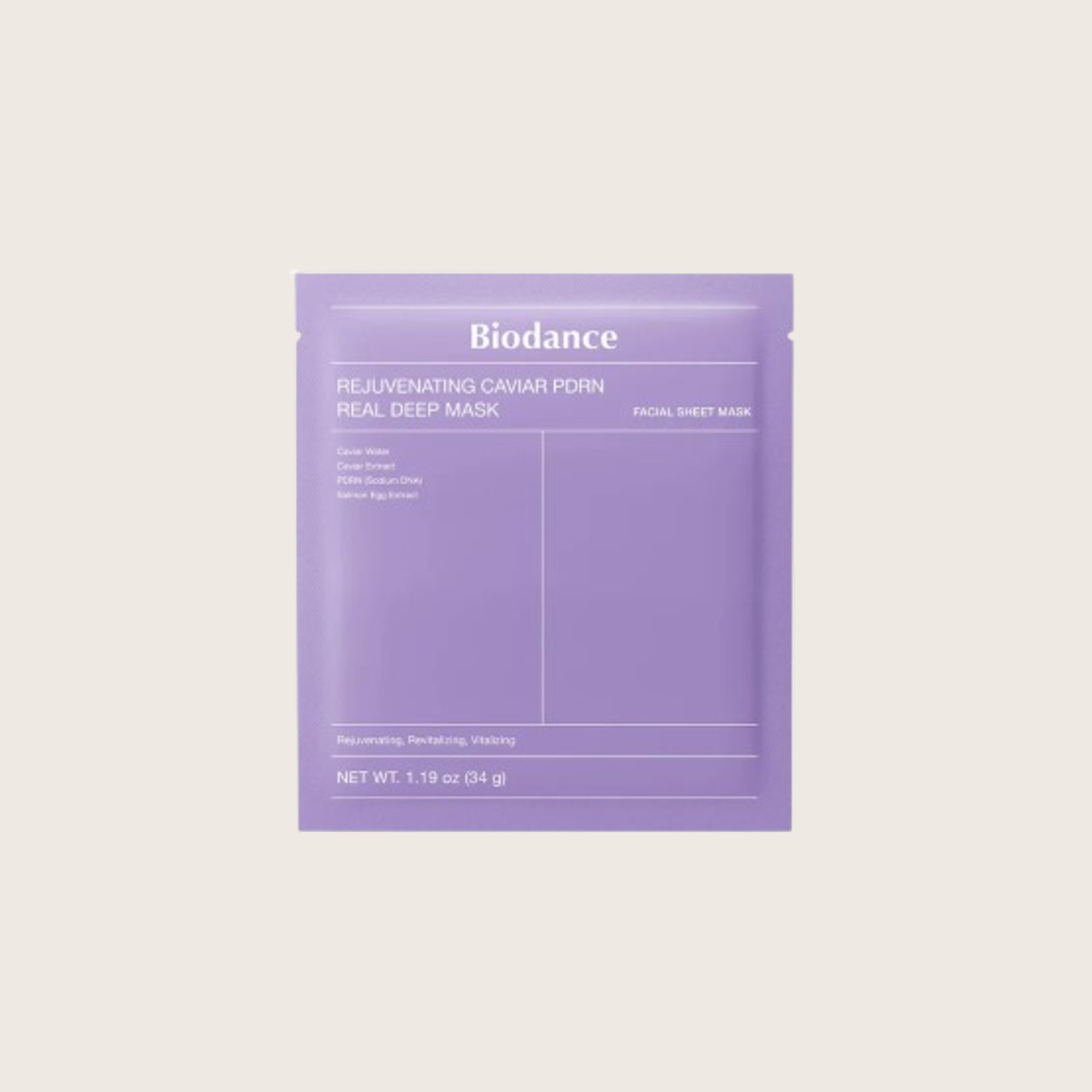 Biodance Caviar PDRN Real Deep Mask 34g – korėjietiška PDRN kaviarų giliai drėkinanti kaukė | Hada