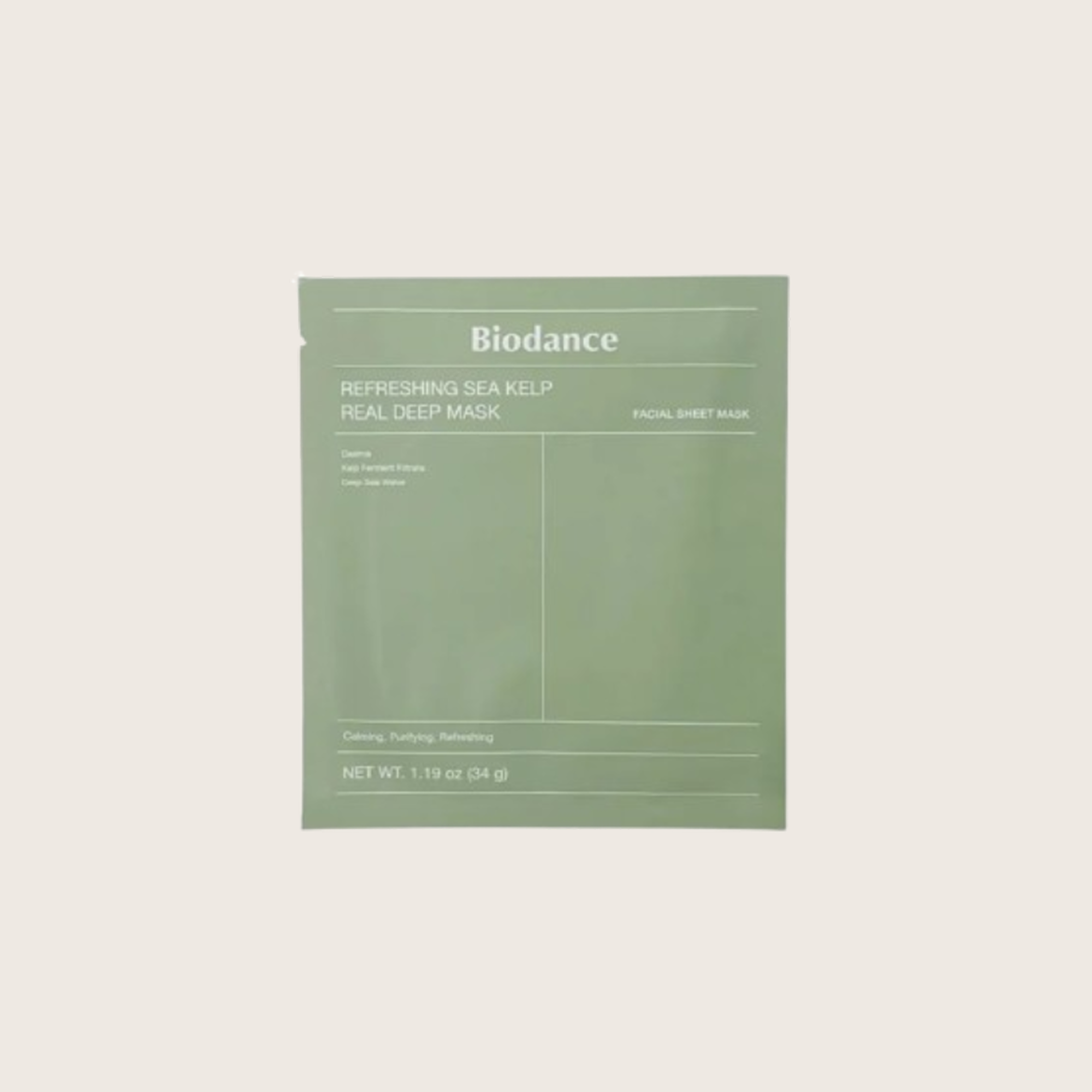 Biodance Sea Kelp Real Deep Mask 34g – korėjietiška jūros dumblių giliai drėkinanti kaukė | Hada