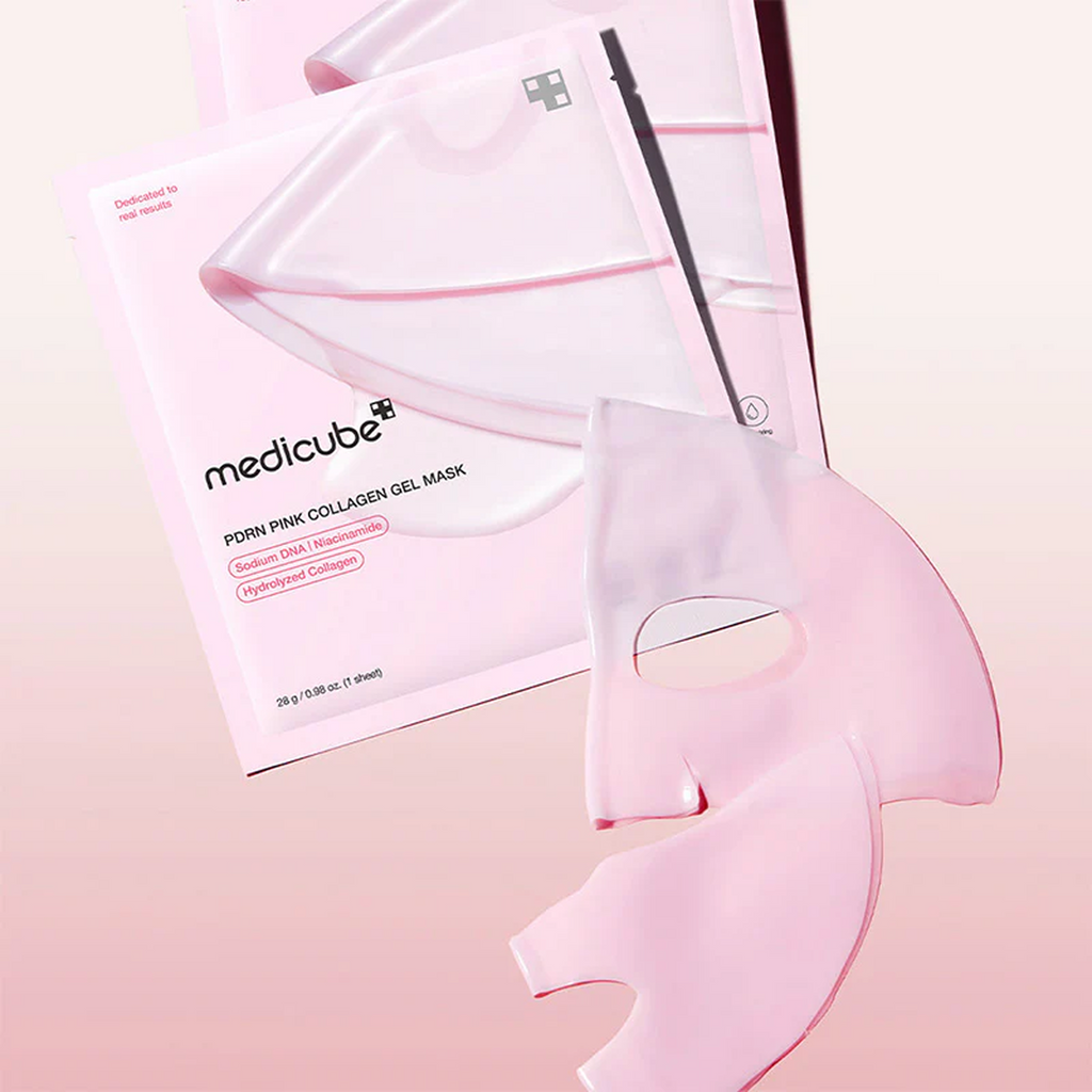 Medicube Pink Collagen Gel Mask 4x28g – korėjietiška kolageno gelinė kaukė stangrinimui | Hada