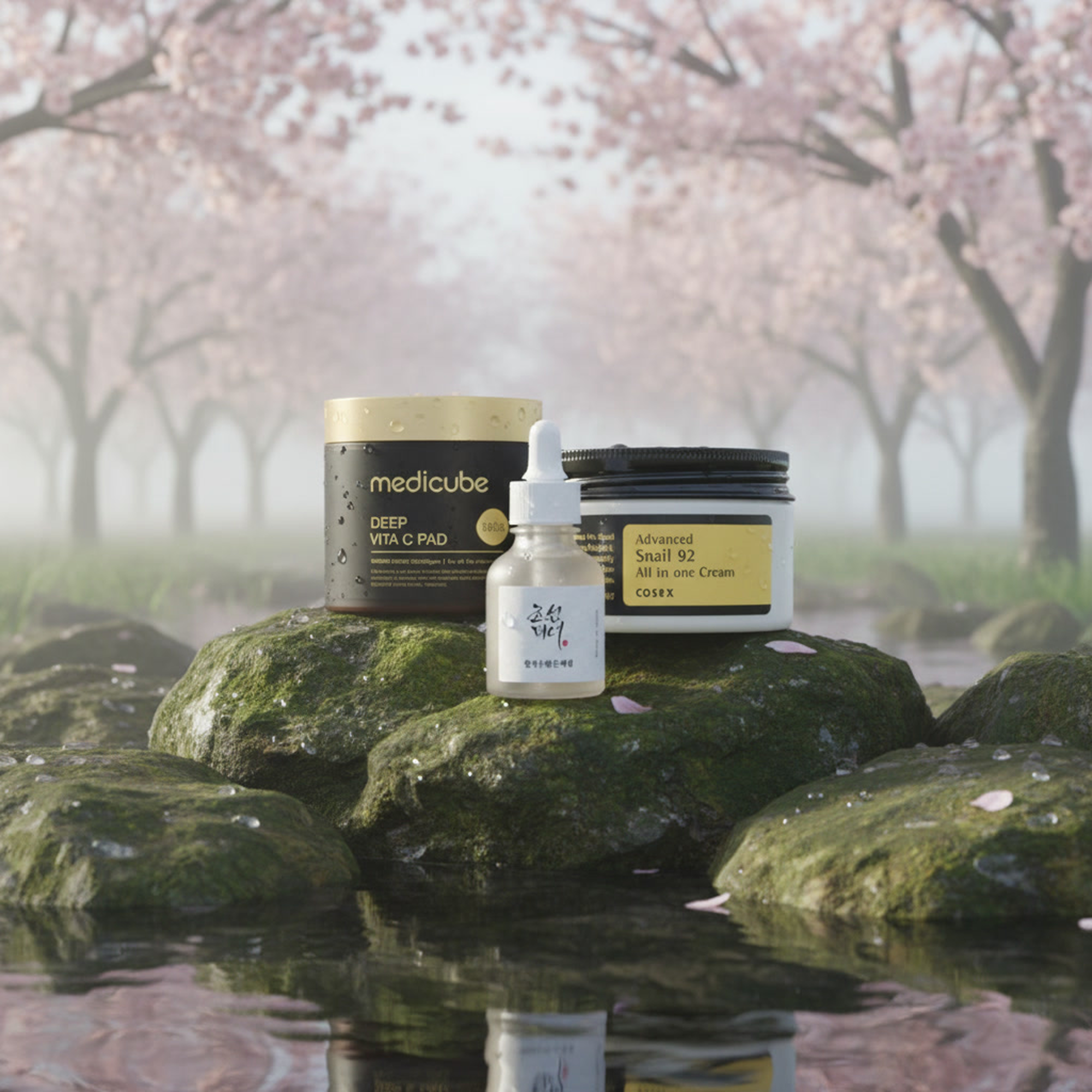 Glass Skin Glow Set – K-Beauty rinkinys švytinčiai odai su vitaminu C ir sraigių mucinu | Hada