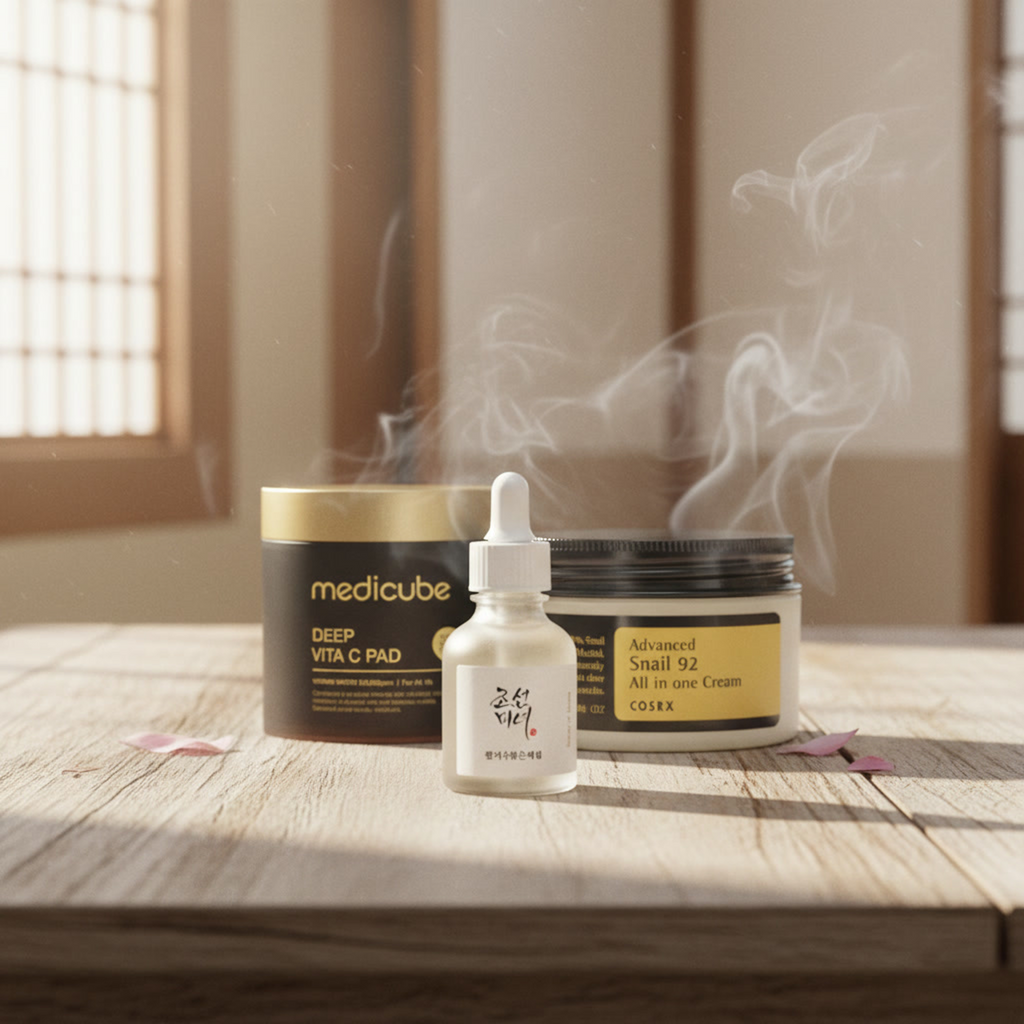 Glass Skin Glow Set – K-Beauty rinkinys švytinčiai odai su vitaminu C ir sraigių mucinu | Hada